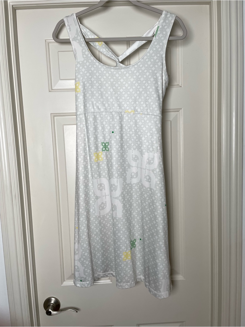 Lole White Patterned Sleeveless Dress with Crossback Straps